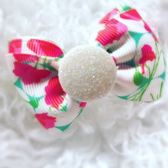 2" Floral Mini Bow - Spring Bows - Dog Bows - Bows for Girls - Floral Print Bows - Small Dog Bows