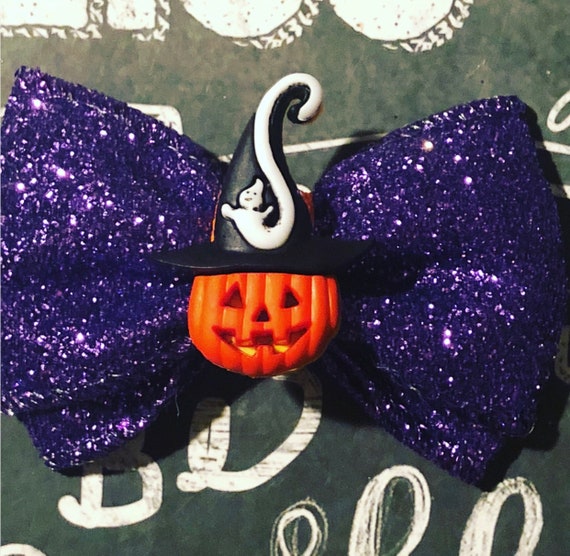 2" Spooky Jack O Lantern Halloween Mini Bow - Mini Bow- Dog Bows - Halloween Bows - Bows for Girls - Creepy Dog Bows - Halloween Bows