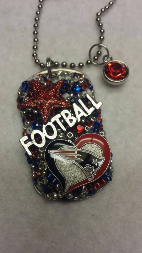 Patriots Inspired Bling Embellished Necklace - Football Team Jewelry - Patriots Jewelry