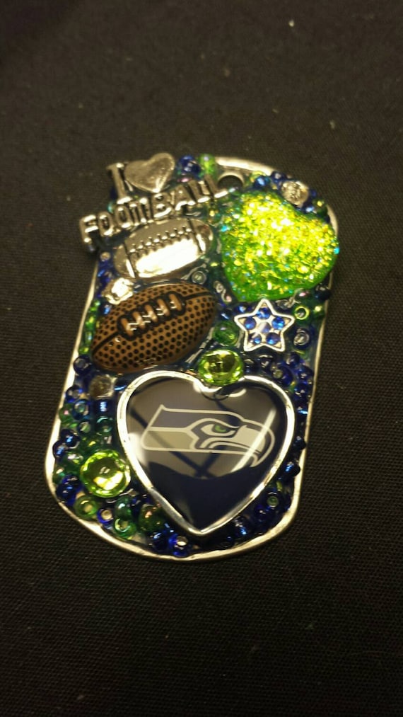 Seahawks Inspired Bling Embellished Necklace - style 2 - Football Team Jewelry - Seahawks Jewelry