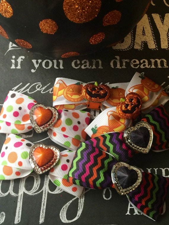 2" Halloween Mini Bows - Halloween Dog Bows - Bows for Dogs - Halloween Bows - Hair Bows for Dogs