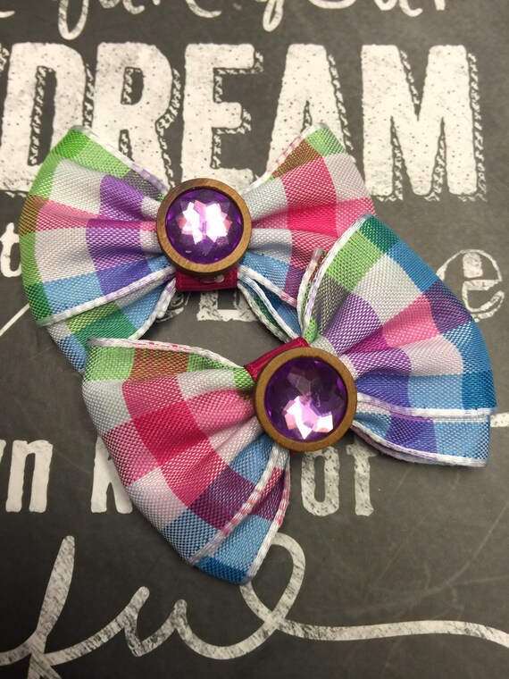 2" Spring Plaid Mini Bow Set