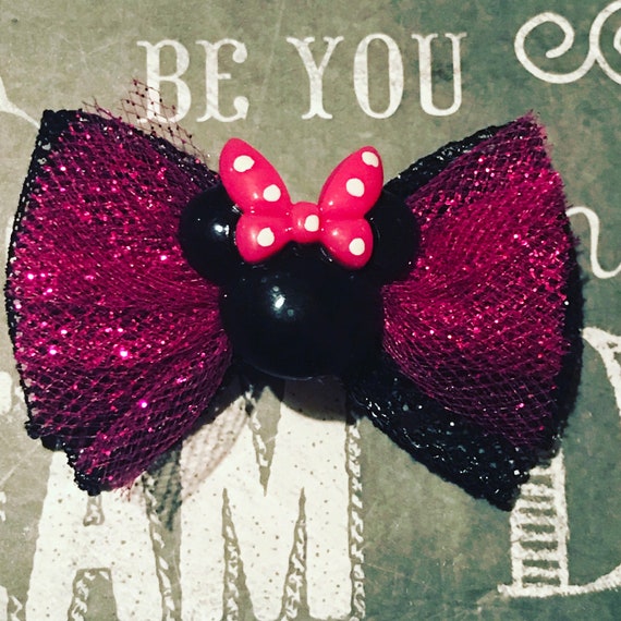 Pink Sparkle 2" Minnie Mouse Mini Bow - Birthday Bows - Dog Bows - Bows for Girls - Disney Bows - Small Dog Bows - Pink Sparkle - Birthday