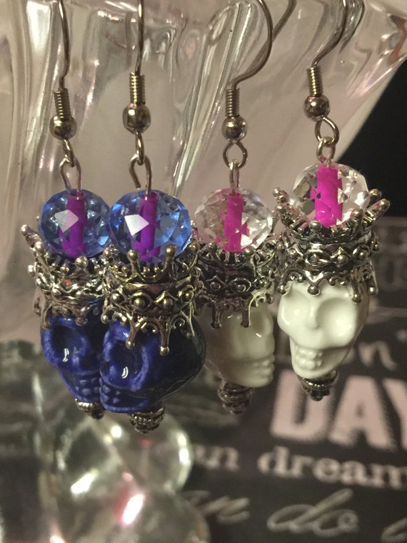 Ceramic Skull Dangle Earrings