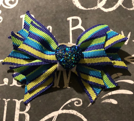 2” Mini Stripe Pinwheel Bow for Small Dogs or Girls - Dog Bows - Mini Pinwheel Bow - Bows for Dogs - Colorful Stripe Bow