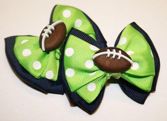 Set of two Seattle Seahawks Inspired Mini Bows