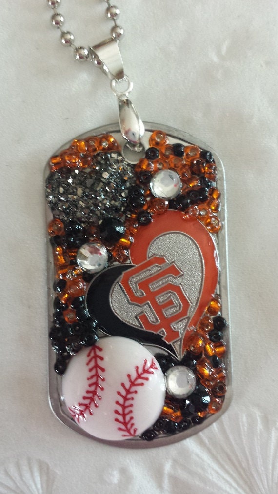 San Francisco Giants Inspired Bling Embellished Necklace - Baseball Team Jewelry - San Francisco Giants Jewelry