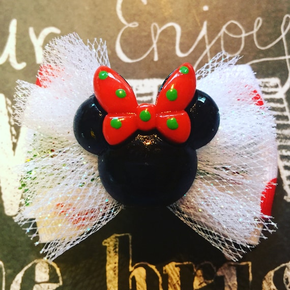 Holiday Minnie Mouse Mini Bow - Bows for Girls - Bows for Dogs - Christmas Mickey - Disney Bows - Christmas Bows