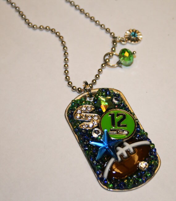 Seahawks "12" Inspired Bling Embellished Necklace