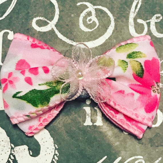 2" Spring Floral Mini Bow - Dog Bows - Easter Bows - Floral Print Bows - Bows for Girls - Flowers