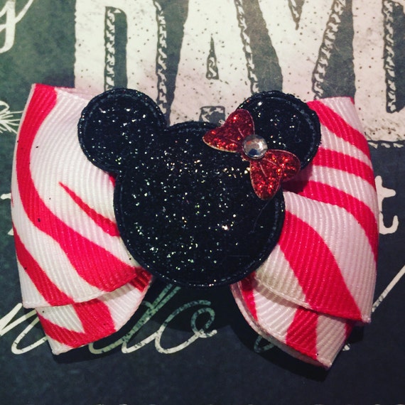 2" Red and White Zebra Minnie Mouse Mini Bow - Mickey Mouse Dog Bows - Bows for Dogs - Hair Bows for Dogs - Bows for Girls