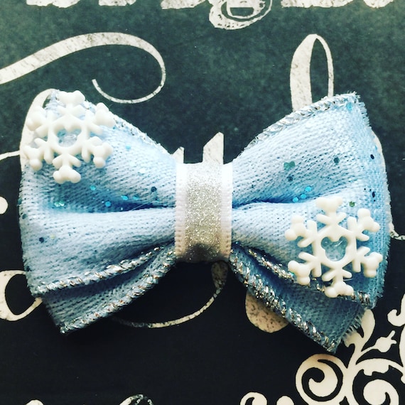 Bows for Dogs or Girls - 2" Mickey Snowflake Mini Bow - Mickey Mouse Holiday - Snowflakes - Holiday Bows - Dog Bows