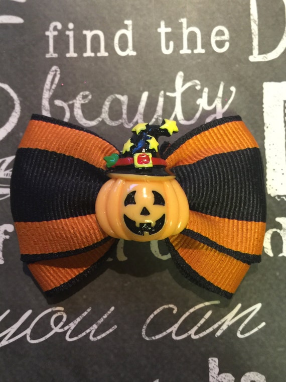 2" Jack O' Lantern Mini Bow