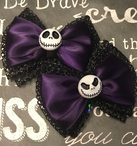 3” Nightmare Before Christmas Mini Bows - Bows for Girls - Dog Bows - Jack Skellington Bows - Hair Bows for Dogs - Hair Bows for Girls