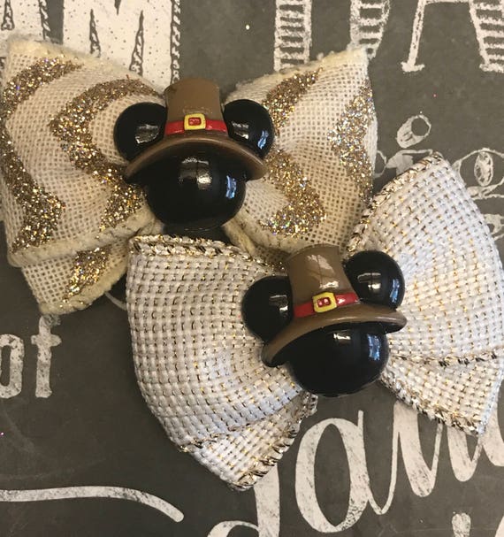 2" Pilgrim Mickey Mouse Thanksgiving Mini Bows - Dogs Bows - Bows for Girls - Fall Bows - Thanksgiving Bows - Harvest - Fall