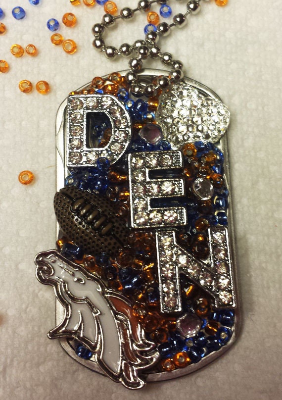 Broncos Inspired Bling Embellished Necklace - Football Team Jewelry - Denver Broncos Jewelry