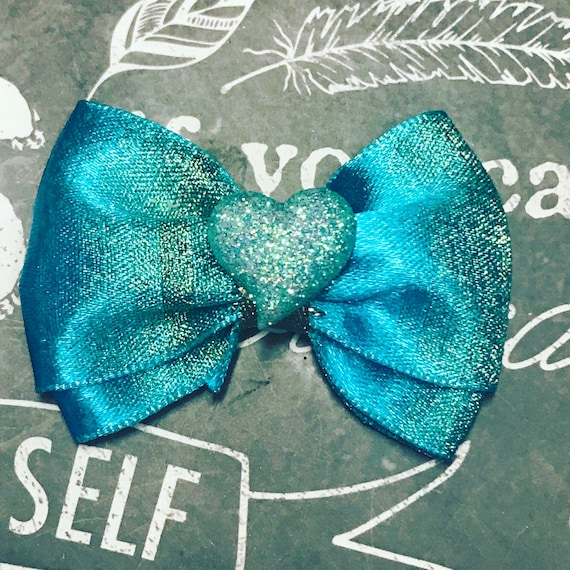 Bows for Dogs or Girls - 2" Sparkly Turquoise Mini Bow - Dog Bows - Summer Bows - Bows for Girls - Sparkly Bows - Dog Hair Bows