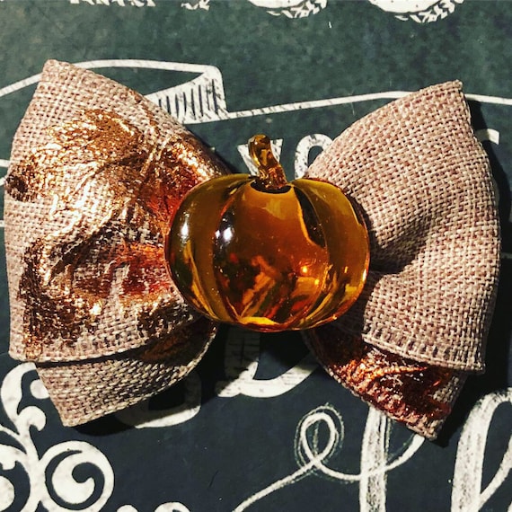 2" Autumn Sparkle Pumpkin Mini Bow- Dog Bows - Fall Bows - Bows for Girls - Autumn Bows - Pumpkin Bows - Bows for Dogs - Bows for Fall