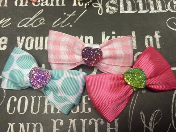 Sparkly Heart Mini Bows