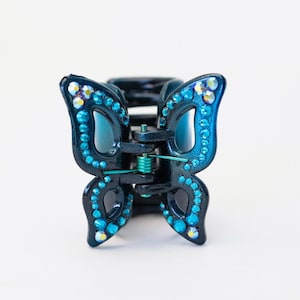 Colored Butterfly hair jaw clip, hair claw clip, Swarovski elements crystal, small clip for fine hair