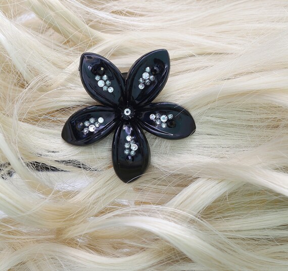 Flower Hair Clipplumeria Alligator Clip in Black Medium Size Etsy