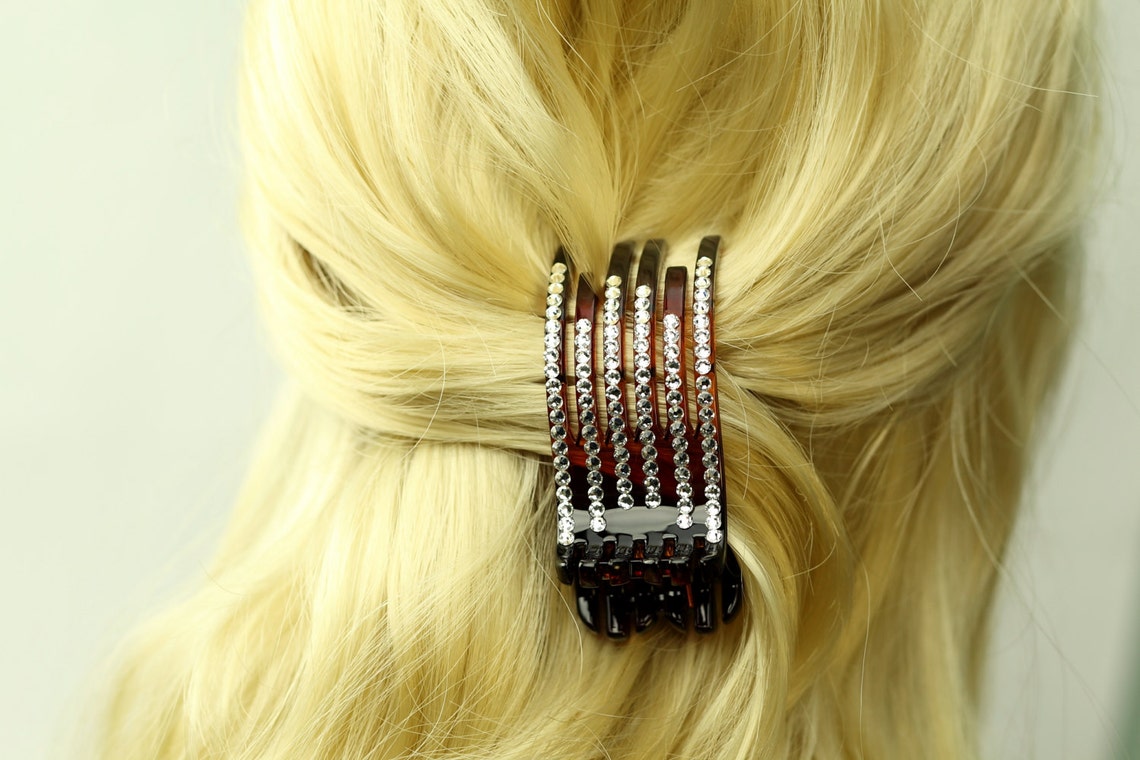 Alligator Hair Clip W/ Swarovski Elements Crystals,brown Large Hair Alligator Clip,black Plastic