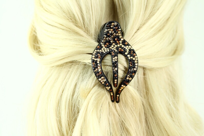 Alligator Hair Clipblack Leopard Crystal Alligator Hair Etsy