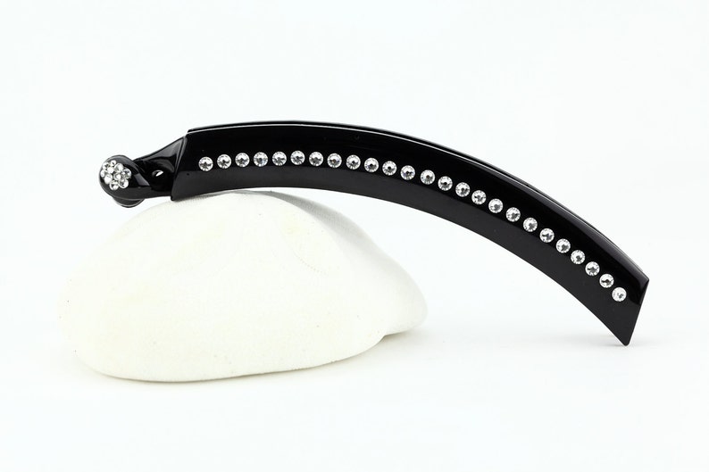Crystal Banana Hair Clip Black Banana Clip Long And Thin Etsy