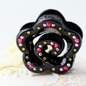 Rose claw hair clip,hair accessories with multi-color Swarovski elements crystal, sparkly hair ornment,small size clip