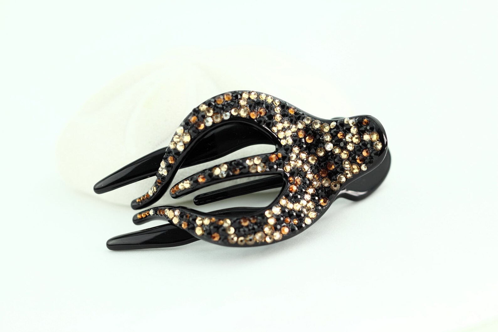 Alligator Hair Clipblack Leopard Crystal Alligator Hair Etsy