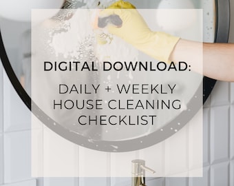 DIGITAL DOWNLOAD - - - Printable Daily + Weekly House Cleaning Checklist *Editable*