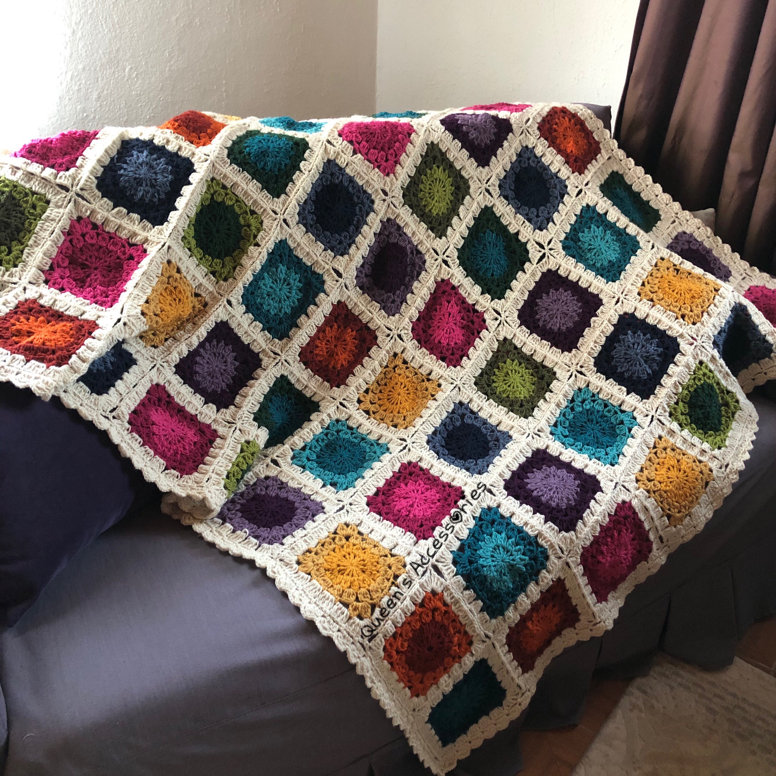 NEW Crochet Granny Square Blanket Vintage Inspired Country | Etsy