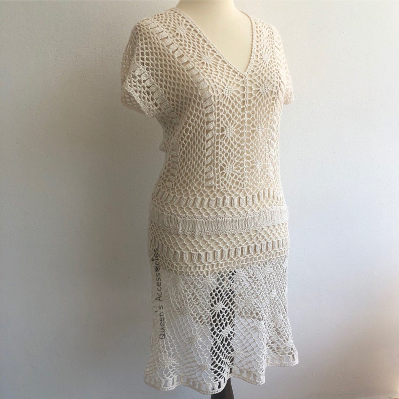 white beach crochet dress