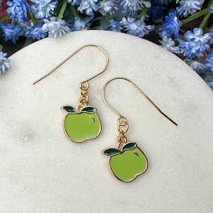 Green Apple Enamel Earrings