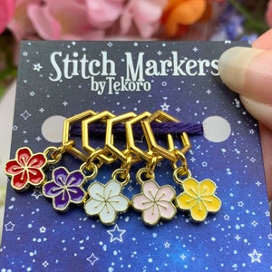 Mini Cherry Blossom Stitch Marker/Progress Keeper Set - 5 pcs