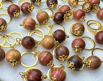 Wood and Brass Handmade Luxury Stitch Marker Set - 5 pcs