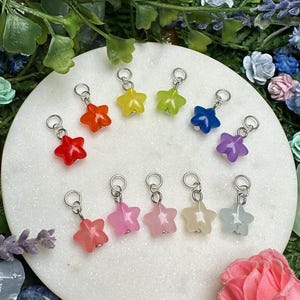 Rainbow of Translucent Puffy Stars Stitch Marker/Progress Keeper Set - 11 pcs