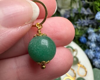 Juego de marcadores de punto de lujo hechos a mano con piedra preciosa de aventurina verde grande y latón (1 a 5 piezas)