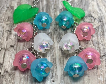 Transgender Pride Shimmer Lily Of The Valley-Inspired Floral Dangle Earrings