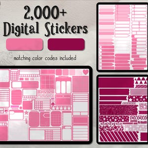 Erdbeere und rosa Turmalin Everyday Essentials Digitales Sticker Duo Set für digitale Notizen und Planer - DIGITAL DOWNLOAD - 2 Color Set