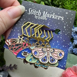 Multicolor Moths Stitch Marker/Progress Keeper Set 5 pcs image 9