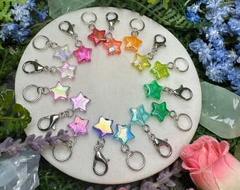 Big Rainbow of Iridescent Stars Stitch Marker/Progress Keeper Set - 16 pcs