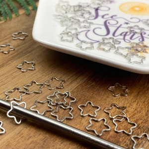 Silver Brass Star Stitch Marker Set 10-30 pcs image 1