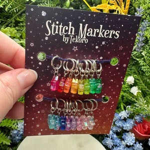 Big Rainbow of Iridescent Stars Stitch Marker/Progress Keeper Set 16 pcs image 6