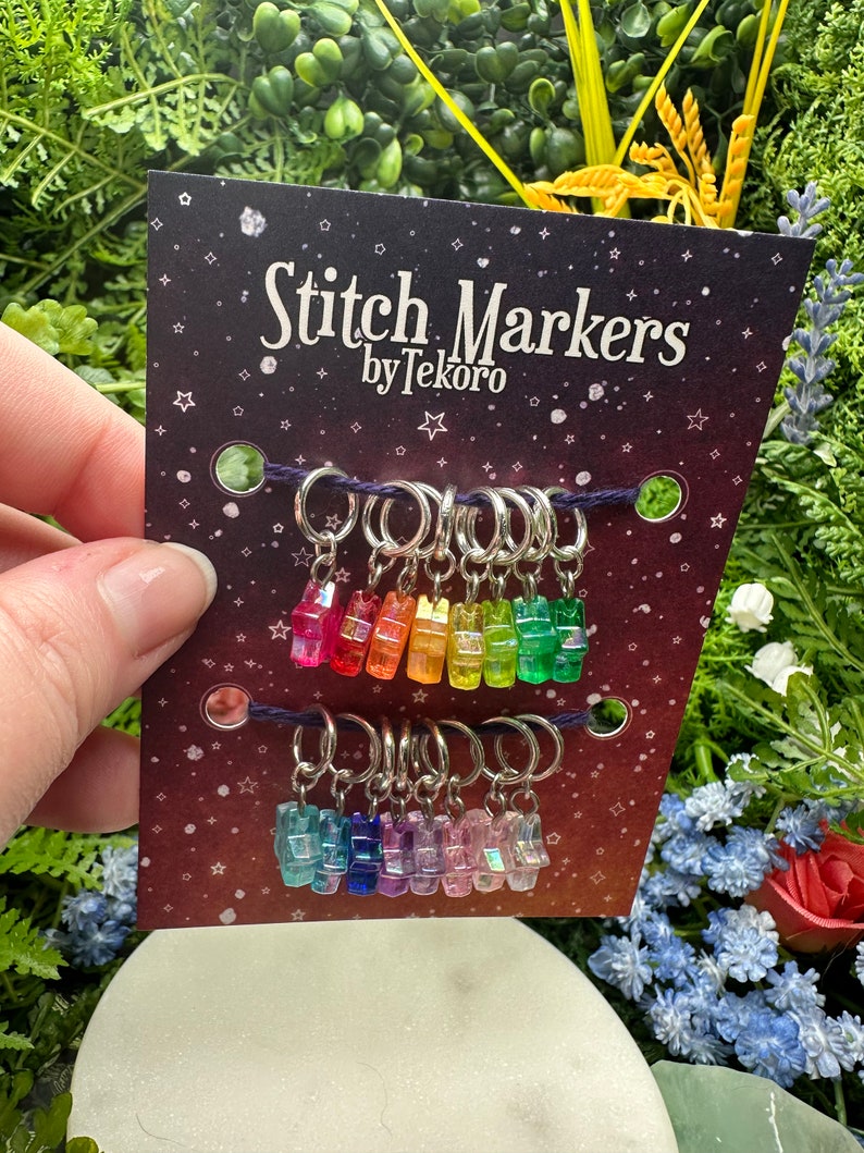 Big Rainbow of Iridescent Stars Stitch Marker/Progress Keeper Set 16 pcs image 6
