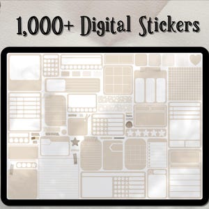 Birch Bark Everyday Essentials digitale stickerset voor digitale notities en planners - DIGITALE DOWNLOAD - set met één kleur