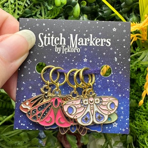 Multicolor Moths Stitch Marker/Progress Keeper Set 5 pcs 1 - G Ring