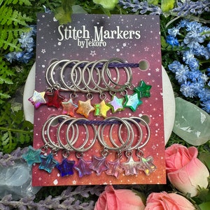 Big Rainbow of Iridescent Stars Stitch Marker/Progress Keeper Set 16 pcs image 9