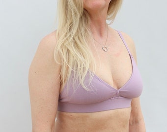 Organic Cotton Triangle Bralette in Lavender - GOTS Certified Organic Cotton Underwear