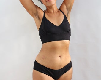 Black Organic Cotton Bralette and Brief Set